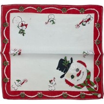Vintage Christmas Snowman Hankie Handkerchief Holiday Mid Century Xmas - £9.03 GBP