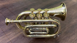 Polished Brass Bugle Instrument Pocket Trumpet With 3 Valve Vintage Flugel Horn, - £93.63 GBP