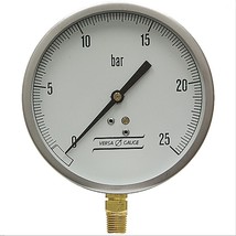 Versa V4301YBH4 Pressure Dry Gauge 4-1/2&quot; 0-25 BAR LM 1/4&quot; NPT Chrome - $3,264.14 MXN
