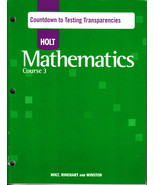 HOLT MATHEMATICS COURSE 3: COUNTDOWN TO TESTING TRANSPARENCIES - NEW! - $6.98