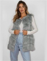 MISSGUIDED Faux Fur Bubble Gilet in Light Grey (ccc187) - £20.01 GBP