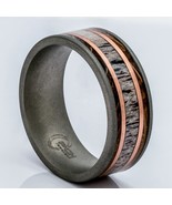 Men&#39;s Titanium Antler Ring, Copper and Koa Wood Inlay, 9mm Comfort Fit Band - £74.53 GBP