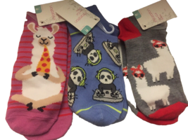 NEW Xhillaration Panda DJ Pizza Llama &amp; Rosie Llama Low Cut Socks - Size... - $11.66
