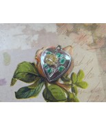 Vintage Sterling silver enameled puffy heart charm-YELLOW ROSE - $55.00
