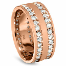 1 1/2ct Double Row Diamond Eternity Ring 14K Rose Gold - £703.03 GBP