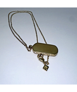 Banana Republic Marked Dog Tag I.D. Gold Colored Rhinestones Pendant Nec... - $17.58