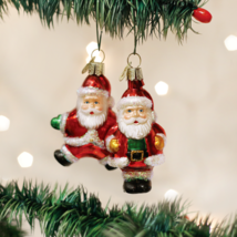 Old World Christmas Set Of 2 Miniature Santa Glass Christmas Ornaments 40058 - £15.64 GBP