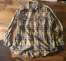 Carhartt Mens Button Up Thick Flannel Shirt Sz XL Tall Plaid Long Sleeve  - £26.17 GBP