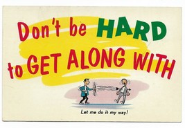 1950&#39;s Krazy Kwips Lusterchrome Postcard &quot;Don&#39;t be Hard to Get Along With&quot; - £3.93 GBP