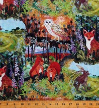 Cotton Down in the Woods Woodland Animals Forest Fabric Print by Yard D481.54 - £11.12 GBP