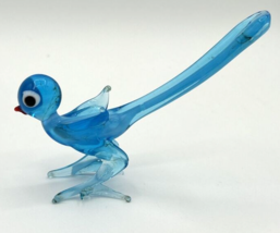 Vintage Unique Glass Bluebird Figurine 4&quot; x 3.25&quot; SKU PB197 - £21.23 GBP