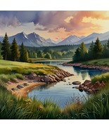 Tranquil Reflections at Dusk: Digital Art Prints, Printable Art, Wall Art, Art  - $1.99