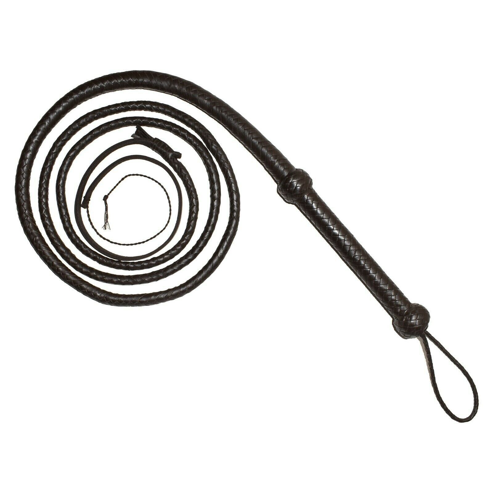 Real Cowhide Leather Bullwhip 08 Feet Long Dark Brown 12 Plait Handmade ... - $36.45