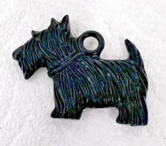 Vintage Scotty Dog Terrier Black Hard Plastic Charm 1 1/4 x 1 1/8 2 Sided - $16.94 CAD