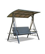 3-Seat Outdoor Patio Swing w/Adjustable Hardtop &amp; Side Table - $8,538.81 MXN