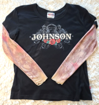 Jimmie Johnson # 48 Nascar Ladies Black Long Tattoo Sleeve Shirt sz XL - £14.76 GBP