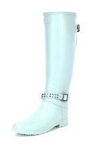 New Hunter Women&#39;s Blue Refined Adjustable Stud Tall Rain Boots Sea Spra... - $118.79