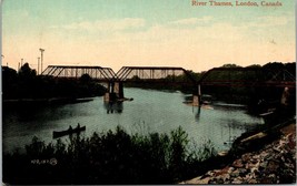 Canada Ontario London Thames River Bridge Canoe Written On 1909 Antique Postcard - £5.87 GBP