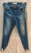 ZARA basic denim Women jeans 8 fit 4 6 dark distressed mid rise ankle sk... - £16.34 GBP