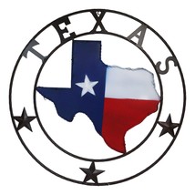 24&quot;D Western Large Texas Lone Star State Map Patriotic Flag Wall Circle Sign - £39.22 GBP