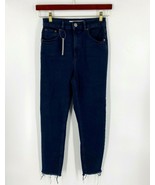 asos Jeans Size 26 High Waist Dark Blue Distressed Raw Hem Womens NEW - £27.61 GBP