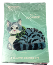 Titan Needlecraft Grey Cat Doorstop Kitty Plastic Canvas Kit 17564 Cute! - $27.49