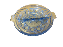 Vintage 1970s Ice Blue Windsor Divided Dish Indiana Glass Relish Candy Dish 7.5&quot; - £9.32 GBP