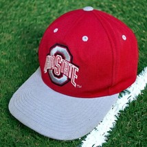 Vintage GCC Ohio State Buckeye Hat Snapback Cap Logo Red Two-Tone 90s Wool Blend - £12.46 GBP
