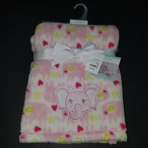 NEW Baby Gear Pink Elephants Hearts Fleece Blanket Lovey White Baby Girl Gift - £23.61 GBP