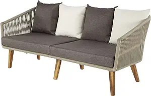 Deco 79 Modern Acacia Outdoor Patio Sofa, LARGE SIZE, Gray - £1,007.56 GBP
