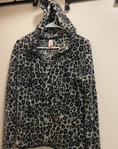 No Boundaries Women’s Jacket Hooded Hoodie  L 11 13 Cheetah Print Bust 38” Zip - £9.11 GBP