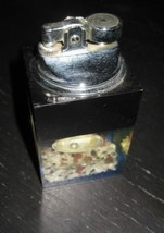 Vintage NOVELTY PEARL Oyster Seashell Sand Table Top LUCITE petrol Lighter - $45.00