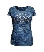 MLB Woman&#39;s Blue Minnesota Twins Distressed Tee L Officially Licensed NWT - £14.91 GBP