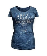 MLB Woman&#39;s Blue Minnesota Twins Distressed Tee L Officially Licensed NWT - $25.96 CAD
