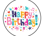 HAPPY BIRTHDAY ENVELOPE SEALS STICKERS LABELS TAGS 1.5&quot; ROUND HEARTS STA... - £1.55 GBP