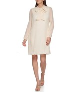 New DKNY Women&#39;s 3/4 Sleeve Tie Neck Pleated Dress Butter Cream Size 16 - $94.12 CAD