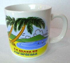 Hawaii Coffee Mug Sanyei Honolulu Palm Tree and Beach Cup Travel Souvenir - $7.87