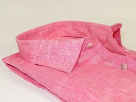 Men's Ciazzo Turkey 100% Linen Breathable Shirt Short Sleeves #Linen 29 Pink image 3