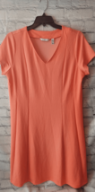 Isaac Mizrahi Live Womens Large Pebble Knit Paneled Dress Orange V Neck ... - $34.64