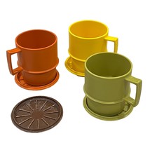 Tupperware Vintage Stackable Mugs & Coaster Lids Set - £15.10 GBP