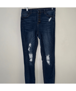 Vanilla Star Dark Blue Distressed Skinny Jeans - $342.65 MXN