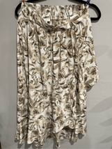 J JILL Floral Skirt-White/Tan Pleated BOHO Ruffled Discontinued EUC XSmall - $15.05