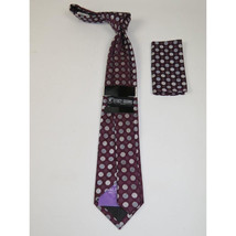 Men's Stacy Adams Tie and Hankie Set Woven Silky #Stacy2 Burgundy Polka Dot image 2