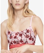 Calvin Klein Womens One Unlined Rose Print Bralette , Pale Orchid , Large - £23.68 GBP