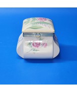 Vintage SCHMID Pink Roses Floral - MUSICAL Porcelain Powder Trinket Box ... - $18.98 CAD