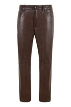 100% SOFT Sheepskin Men&#39;s Leather Motorcycle Brown Stylish Pant For Mens - $112.80+