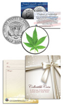 Marijuana Pot Leaf Collectible Jfk Kennedy Half Dollar U.S. Colorized Coin Gift - £6.84 GBP