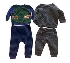 Baby Outfit Lot 2 Sets 12M Little Me Cat &amp; Jack Train Quilted Jogger - $12.86