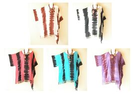 KG106 Stripes Slip On V Neck Plus Kimono Poncho Hippy Women Blouse Top u... - $24.90