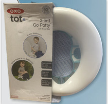 2-in-1 OXO Tot Go Potty Travel Baby Toddler Potty Seat w Bags White &amp; Blue - £23.97 GBP